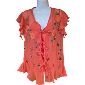 NWT Molato Y2K tank and sheer, embroidered over shirt top sz S